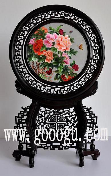 牡丹刺繡精品，牡丹雙面繡高檔，蘇州刺繡精品